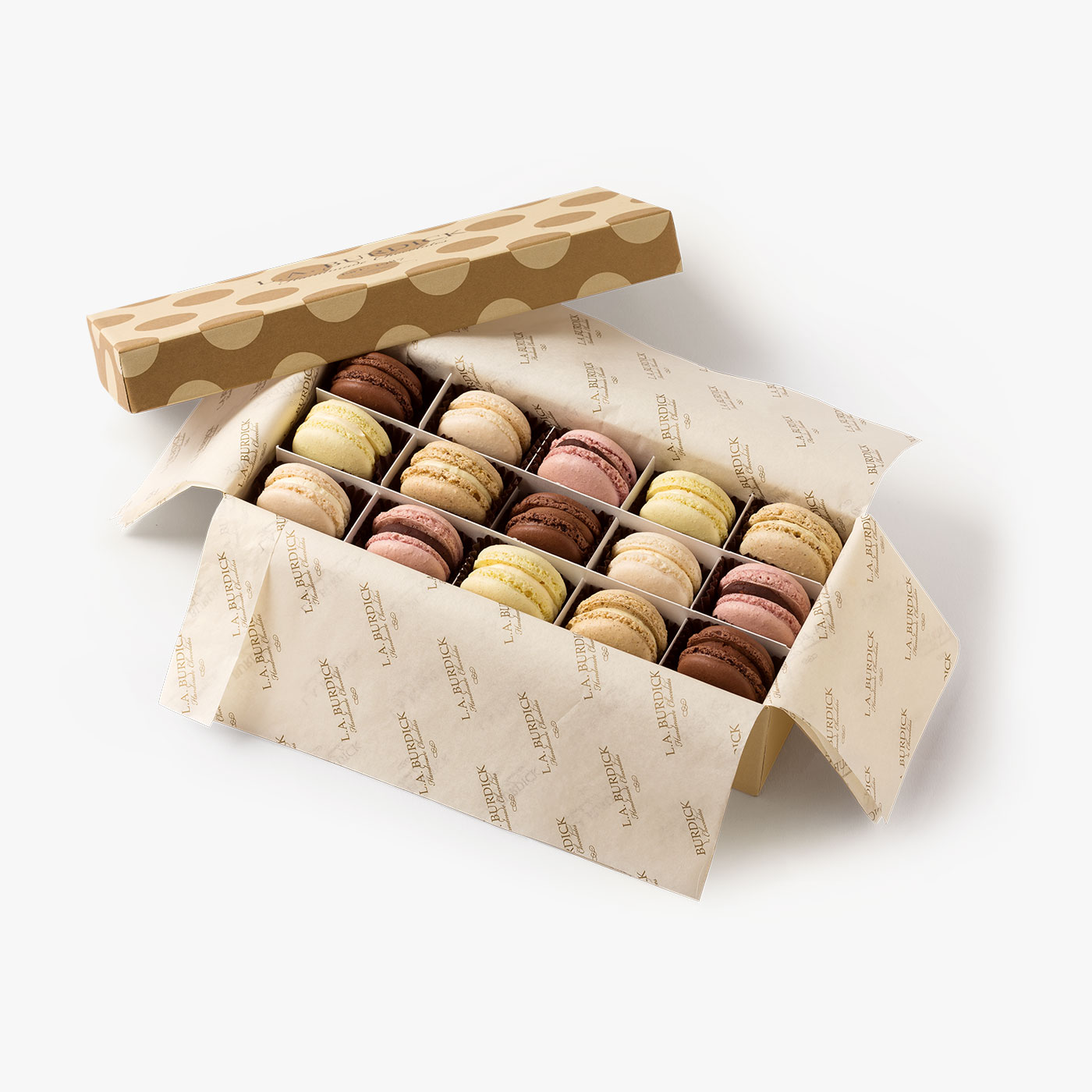 Assortment of Swiss-style macarons made with natural ingredients.